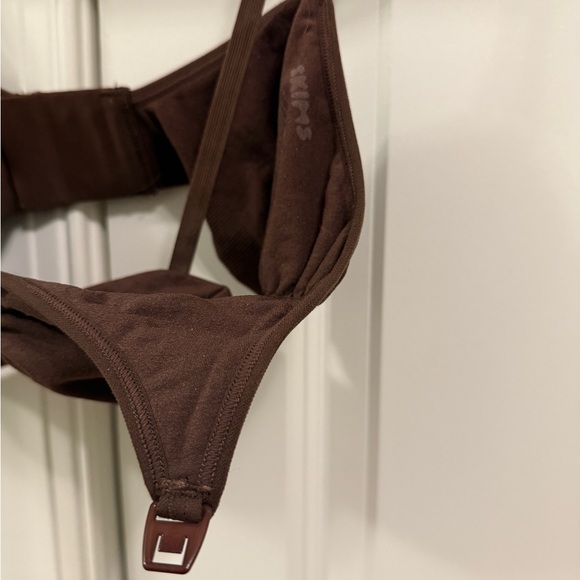 SKIMS Nursing Brown Ruched Bralette size L/XL NWOT - Picture 3 of 5